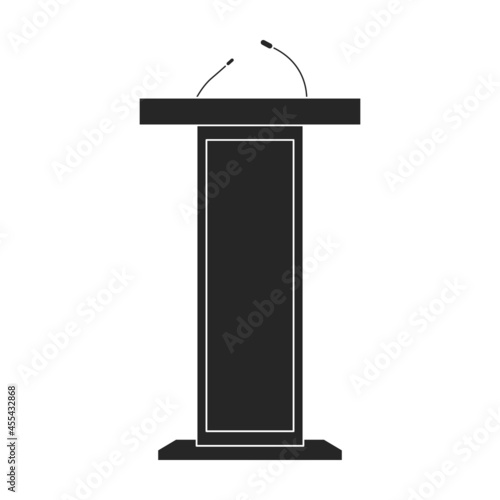 Tribunal podium black vector icon.Black vector illustration podium conference. Isolated illustration of tribunal podium icon on white background.