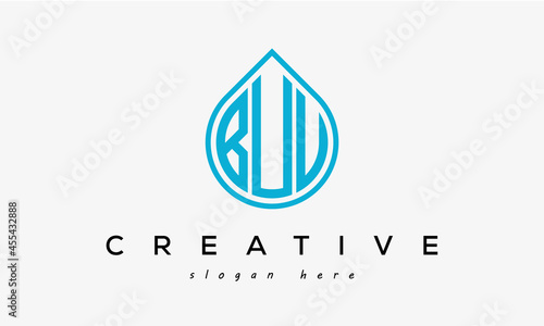 Water drop letters BUU logo initial template vector