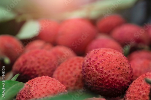 Closeup fresh Lychee fruit (Litchi chinensis Sonn), Thai fruit Linchee  background.