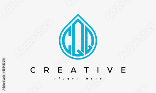 Water drop letters CQQ logo initial template vector