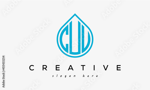 Water drop letters CUU logo initial template vector