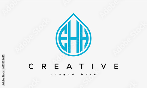 Water drop letters EHH logo initial template vector photo