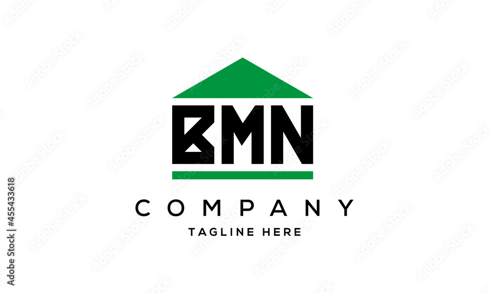 BMN three letters house for real estate logo design