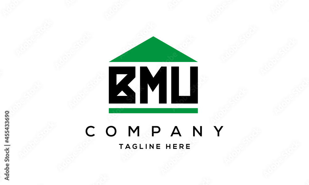 BMU three letters house for real estate logo design BMU three letters house for real estate logo design