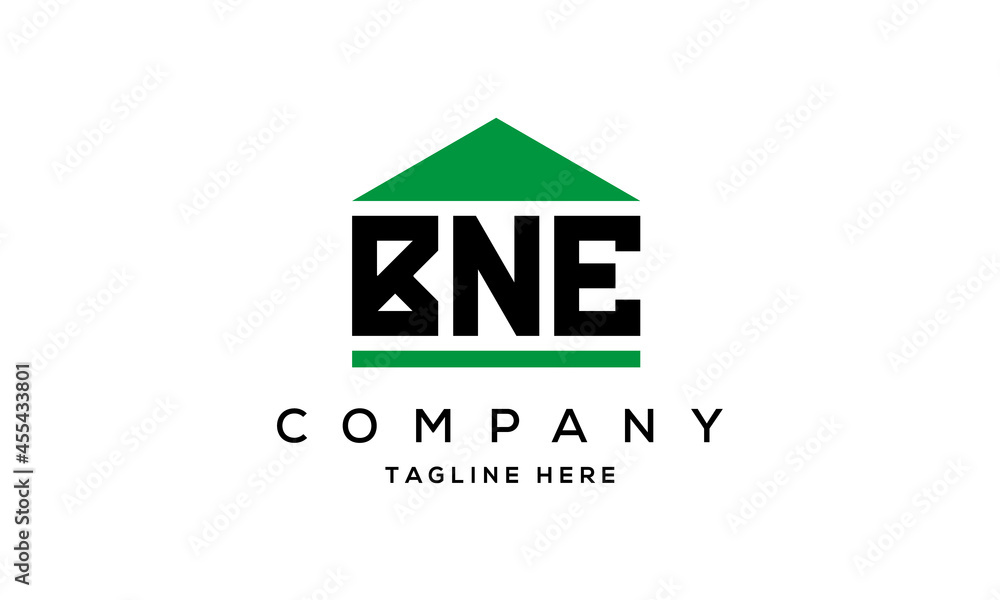 BNE three letters house for real estate logo design BNE three letters house for real estate logo design