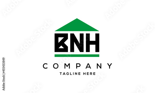 BNH three letters house for real estate logo design