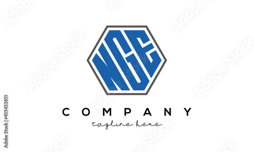  letters NGE creative polygon logo victor template photo