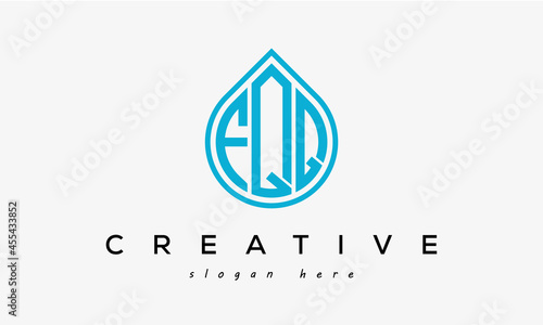 Water drop letters FQQ logo initial template vector