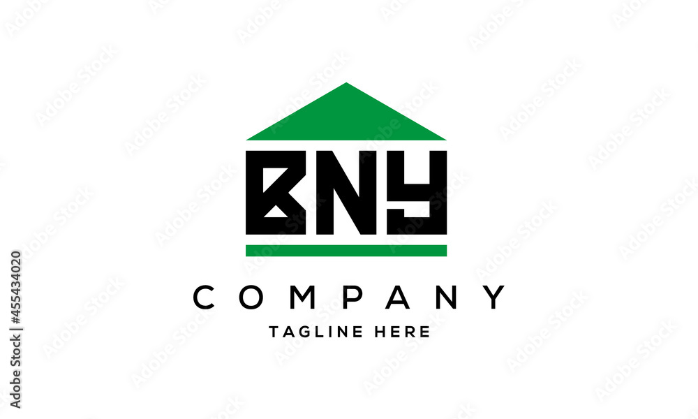 BNY three letters house for real estate logo design BNY three letters house for real estate logo design