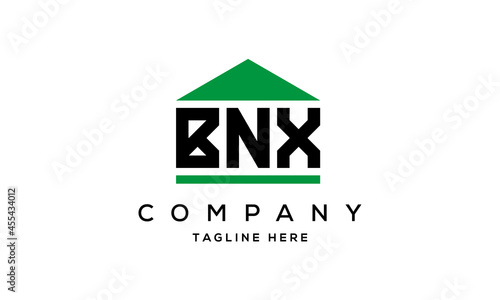 BNX three letters house for real estate logo design