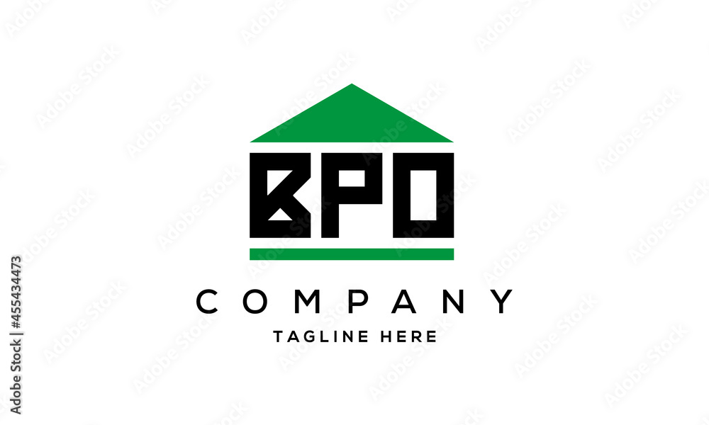 BPO three letters house for real estate logo design