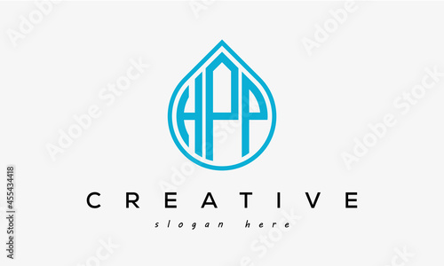 Water drop letters HPP logo initial template vector