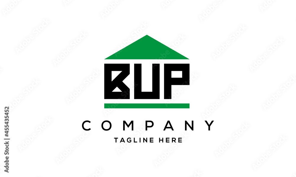 BUP three letters house for real estate logo design BUP three letters house for real estate logo design