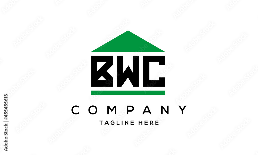 BWC three letters house for real estate logo design