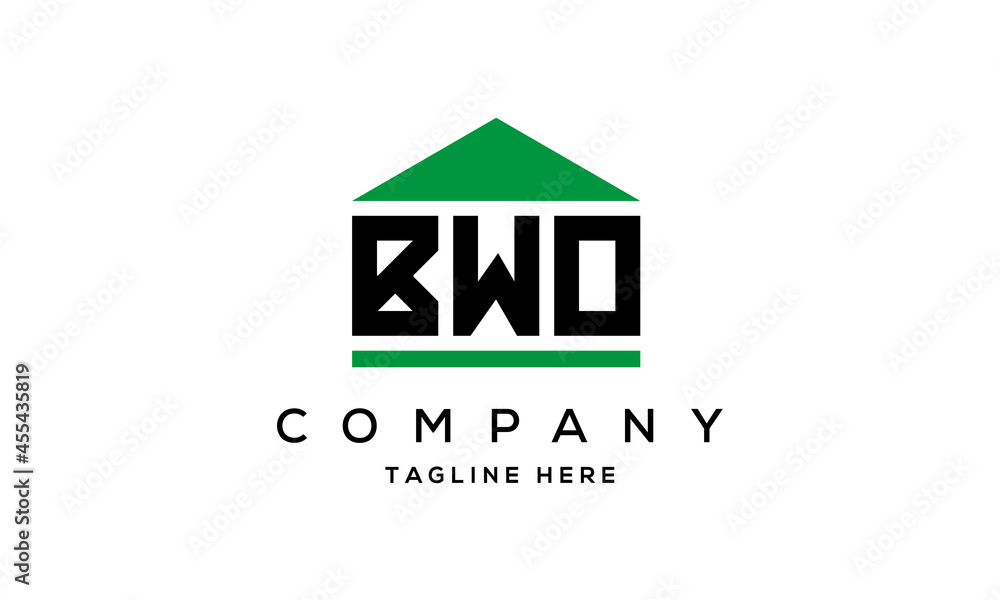 BWO three letters house for real estate logo design BWO three letters house for real estate logo design