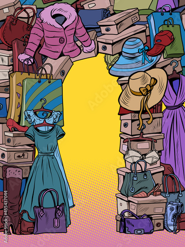 women clothing, garberob Beauty and shopping. Household junk