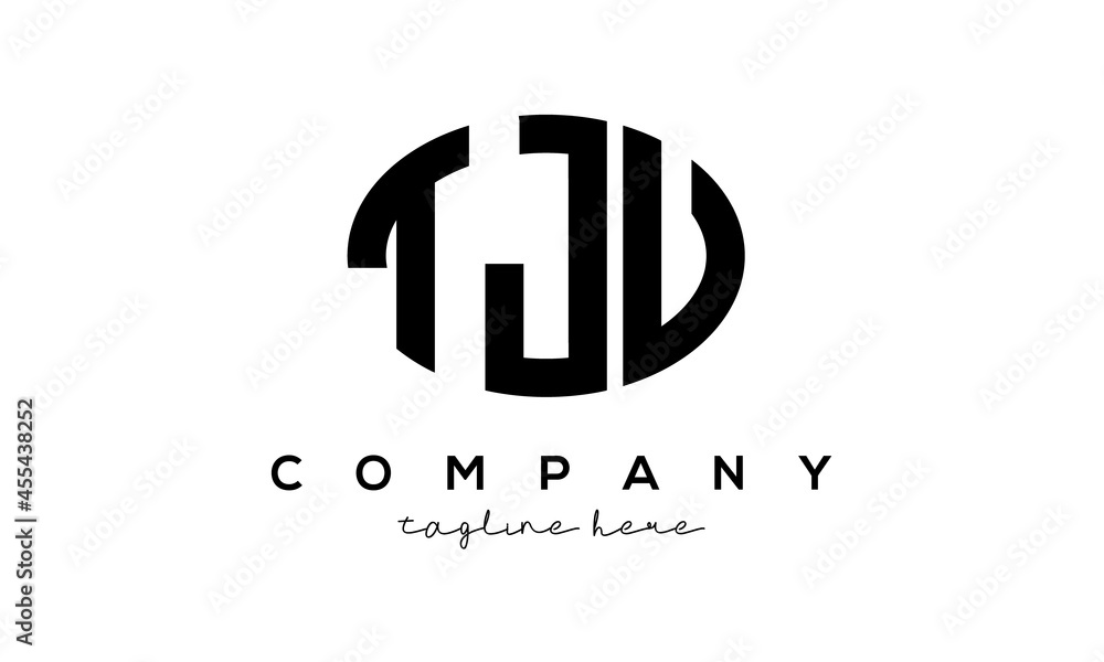 TJU three Letters creative circle logo design