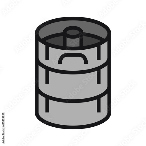 Keg. A metal barrel with draft beer or other beverage. The safest type of beer containers for transportation. Vector illustration isolated on a white background for design and web.