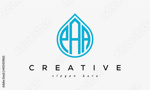 Water drop letters PAA logo initial template vector