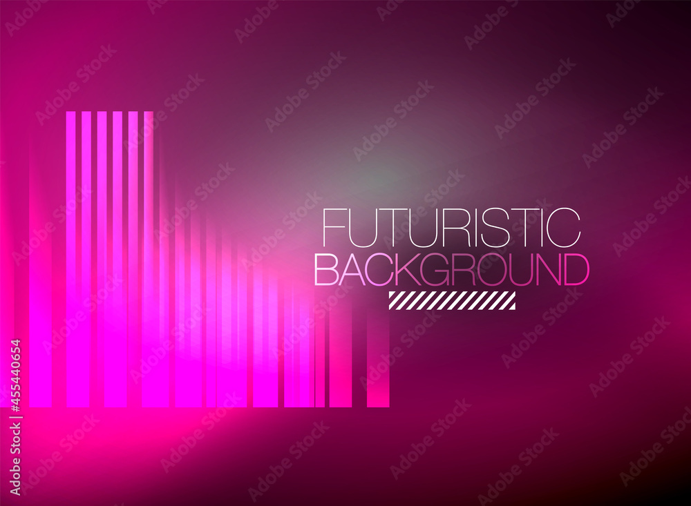 Fototapeta premium Bright neon color techno abstract background, shiny glowing neon lines in the dark background