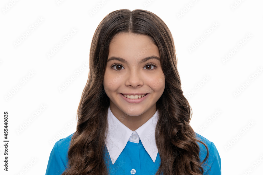 pretty look of young girl. portrait of happy child isolate on white background. pretty look of young girl. portrait of happy child isolate on white background.