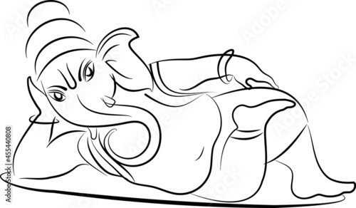 Ganesh in half sitting posture line art