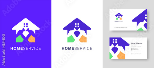 Real estate home Logo, Fix house or village Vector Logo Design suitable for architecture, handyman, bricolage, repairman company with Premium Business Card Vector illustration