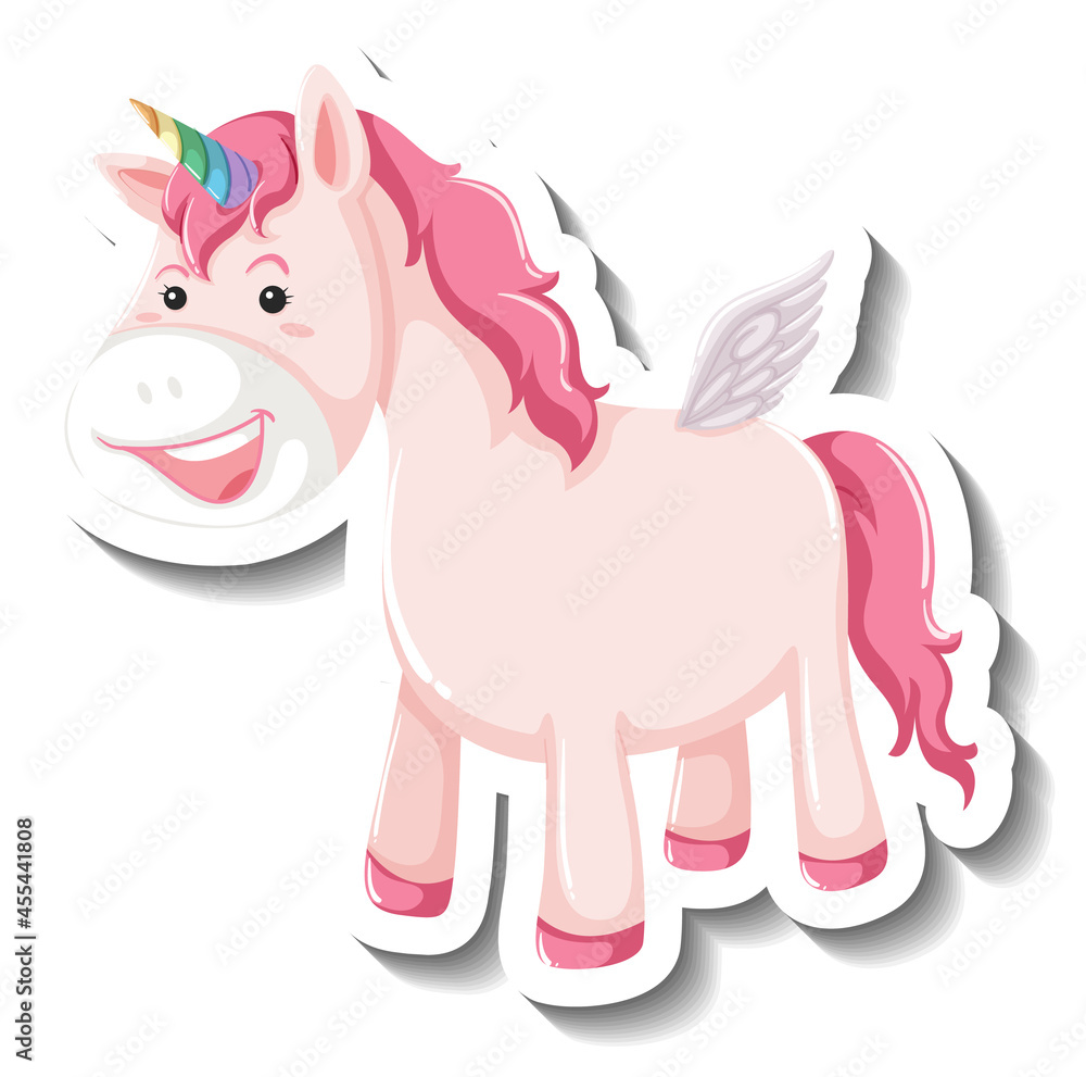 Cute pegasus standing pose on white background