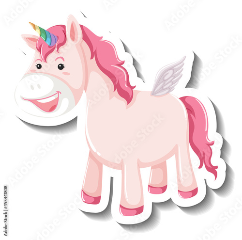 Cute pegasus standing pose on white background
