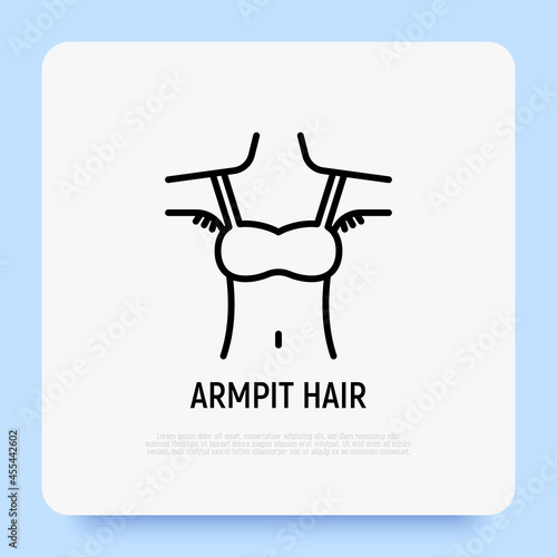 Armpit hair thin line icon. Body positive. Modern vector illustration.