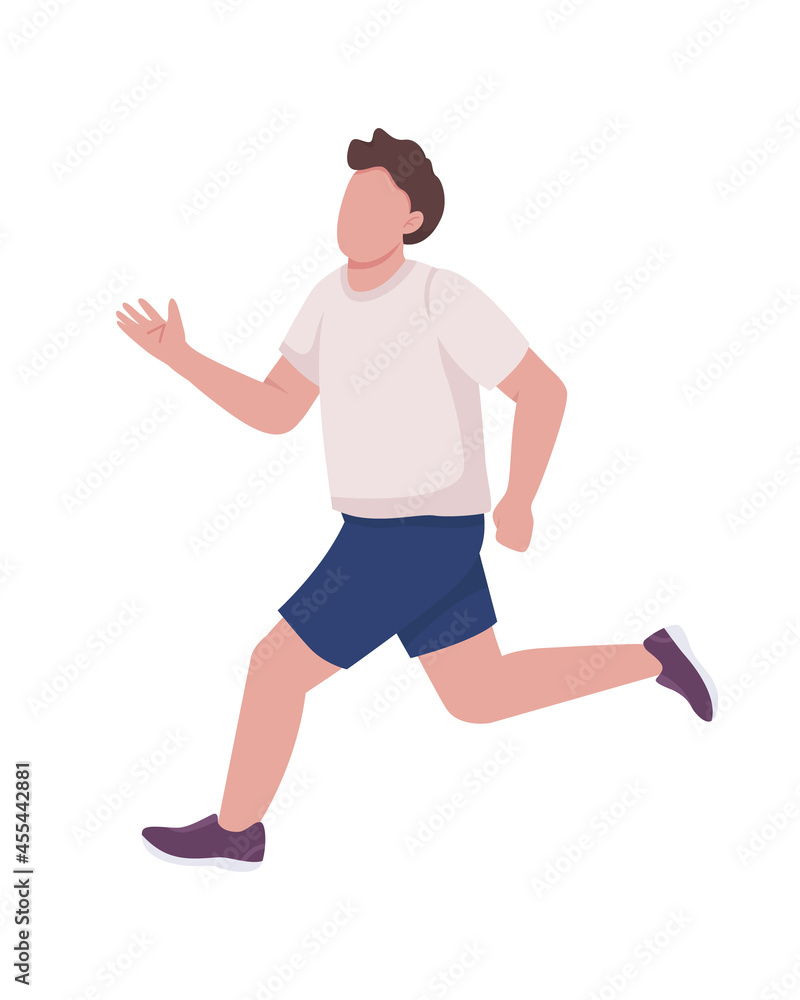 Running athlete semi flat color vector character. Workout routine. Full body person on white. Training for sports isolated modern cartoon style illustration for graphic design and animation