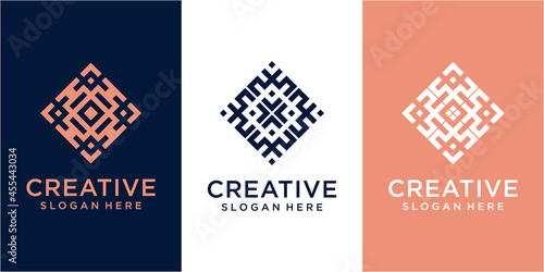 Creative square community logo design inspiration. abstract community logo design