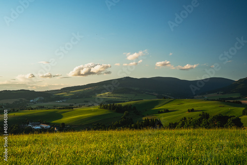 Sunset landscape between the mountains, Czech Republic, Europe, Dolni Morava