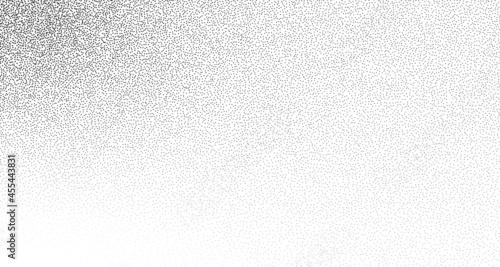Dotwork gradient pattern vector background. Black noise stipple dots. Sand grain effect. Black dots grunge banner. Abstract noise dotwork pattern. Gradient circles. Stochastic dotted vector background photo