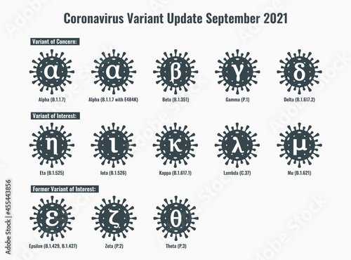 Set of New Coronavirus or SARS-CoV-2 Variant Illustration