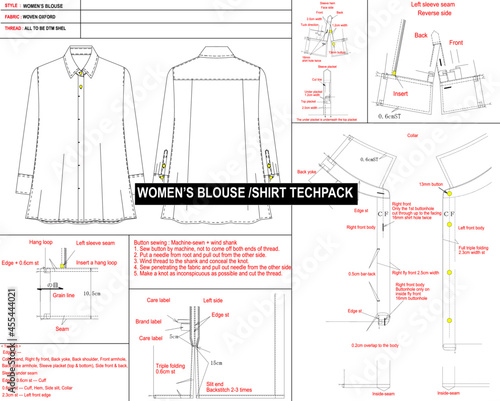 tech pack, blouse tech pack, techpack, technical drawing, shirt technical drawing, women's blouse tech pack, jacket technical drawing, jacket, coat tech pack, coat technical drawing