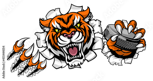 Tiger Ice Hockey Player Animal Sports Mascot