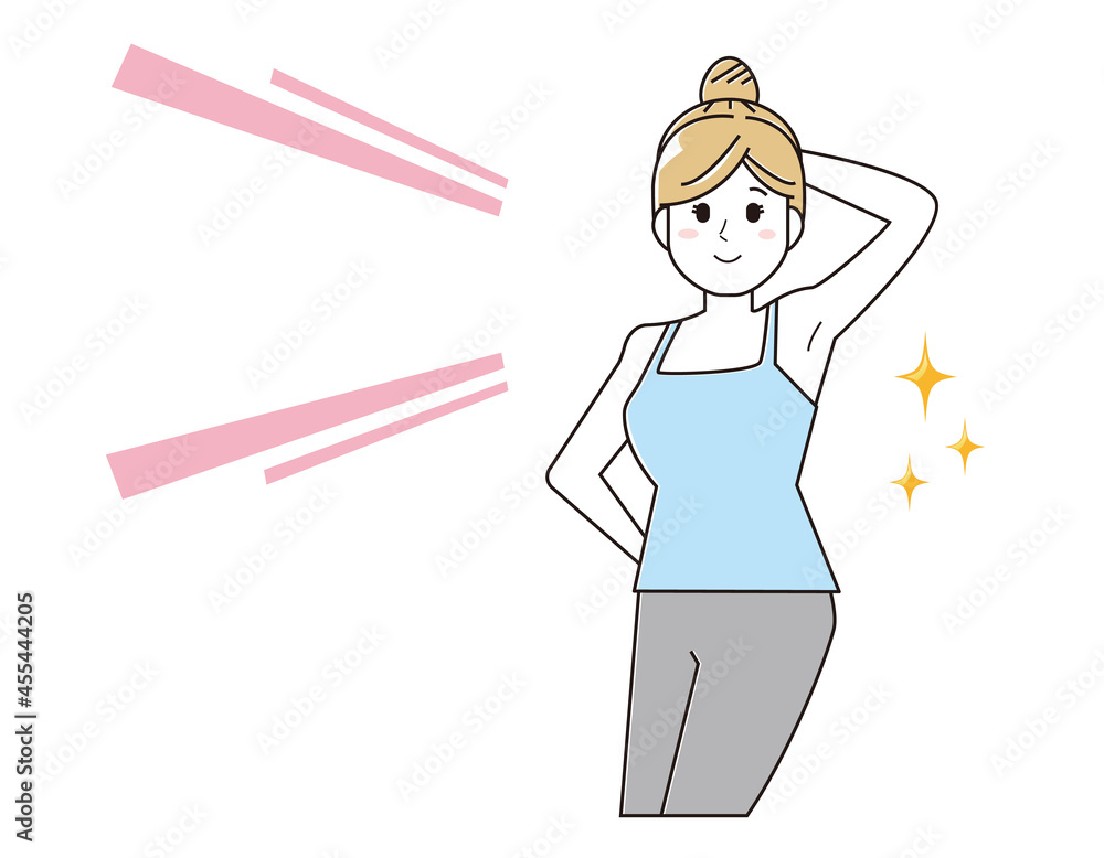 Vector illustration of a woman doing armpit hair removal. Vector illustration of a woman doing armpit hair removal.