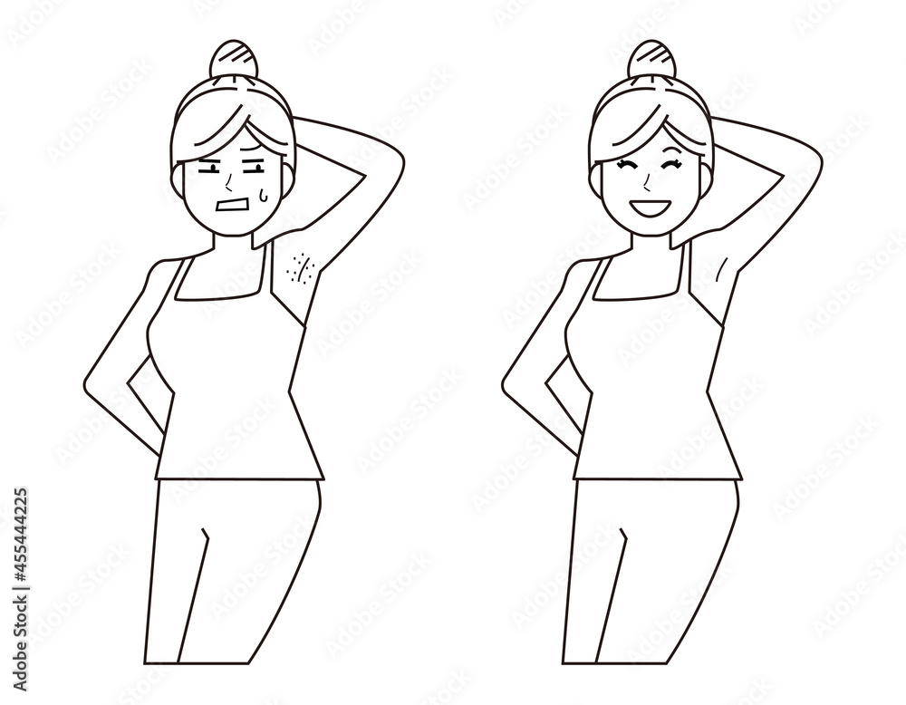 Vector illustration of a woman doing armpit hair removal.
