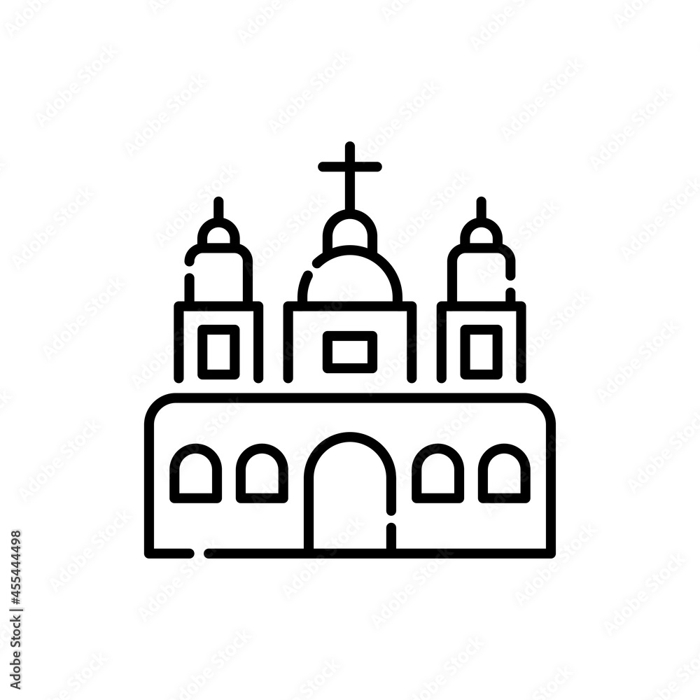 Church vector outline icon style illustration. Eps 10 file
