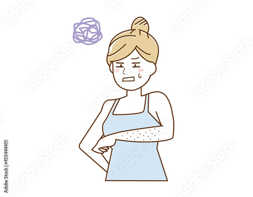 Vector illustration of a woman doing hair loss.