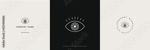 Vector set of three  minimalistic logos with eye