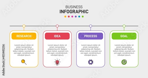 Infographic design with icons and 4 options or steps. Thin line vector. Infographics business concept. Can be used for info graphics, flow charts, presentations, web sites, banners, printed materials.