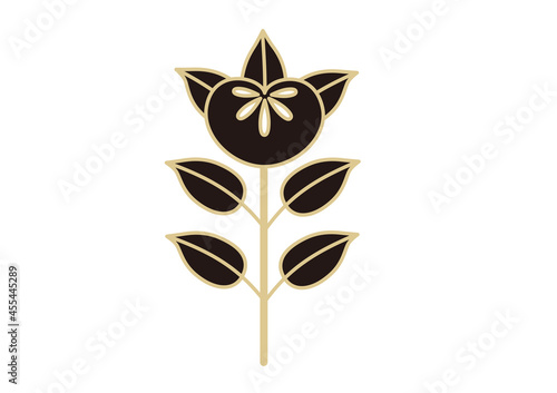 黒と金の和風モチーフ　花橘　アイコン素材