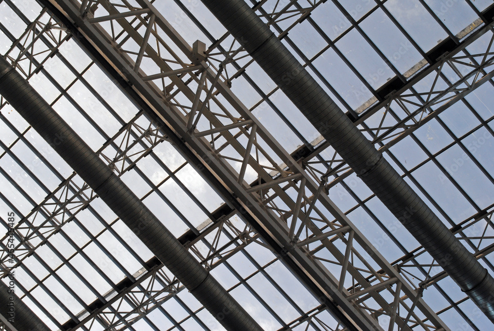 Engineered Steel Interior Roof of Shopping Mall from Below 