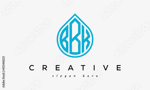 Water drop letter BBK logo initial template vector photo