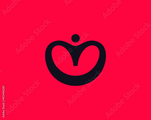 Abstract human vector logotype. Creative minimalistic heart, circle of trust, community logo icon.