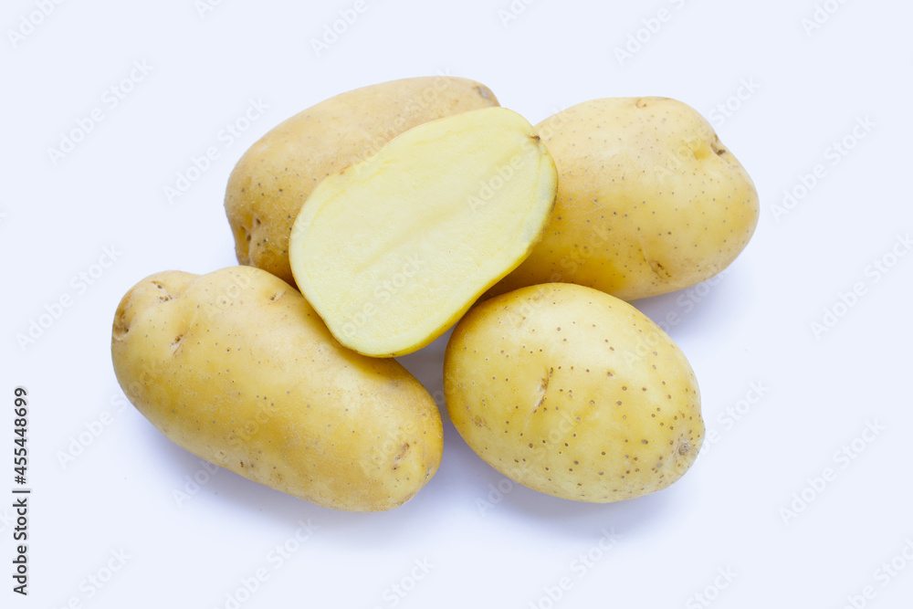 Raw potatoes isolated on white background Raw potatoes isolated on white background