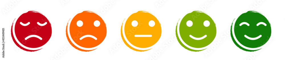 Obraz premium Set of rating emotion faces, color. Flat icon design. 