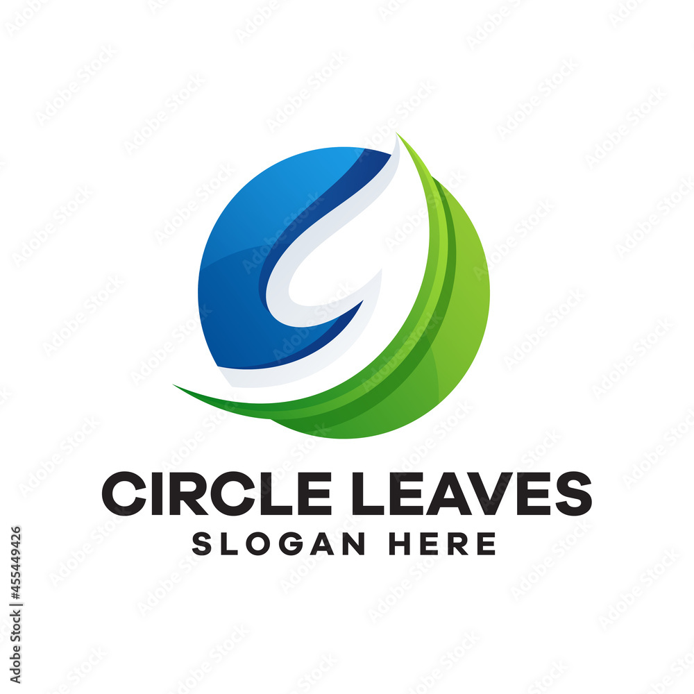 Circle Leaves Gradient Logo Design Circle Leaves Gradient Logo Design